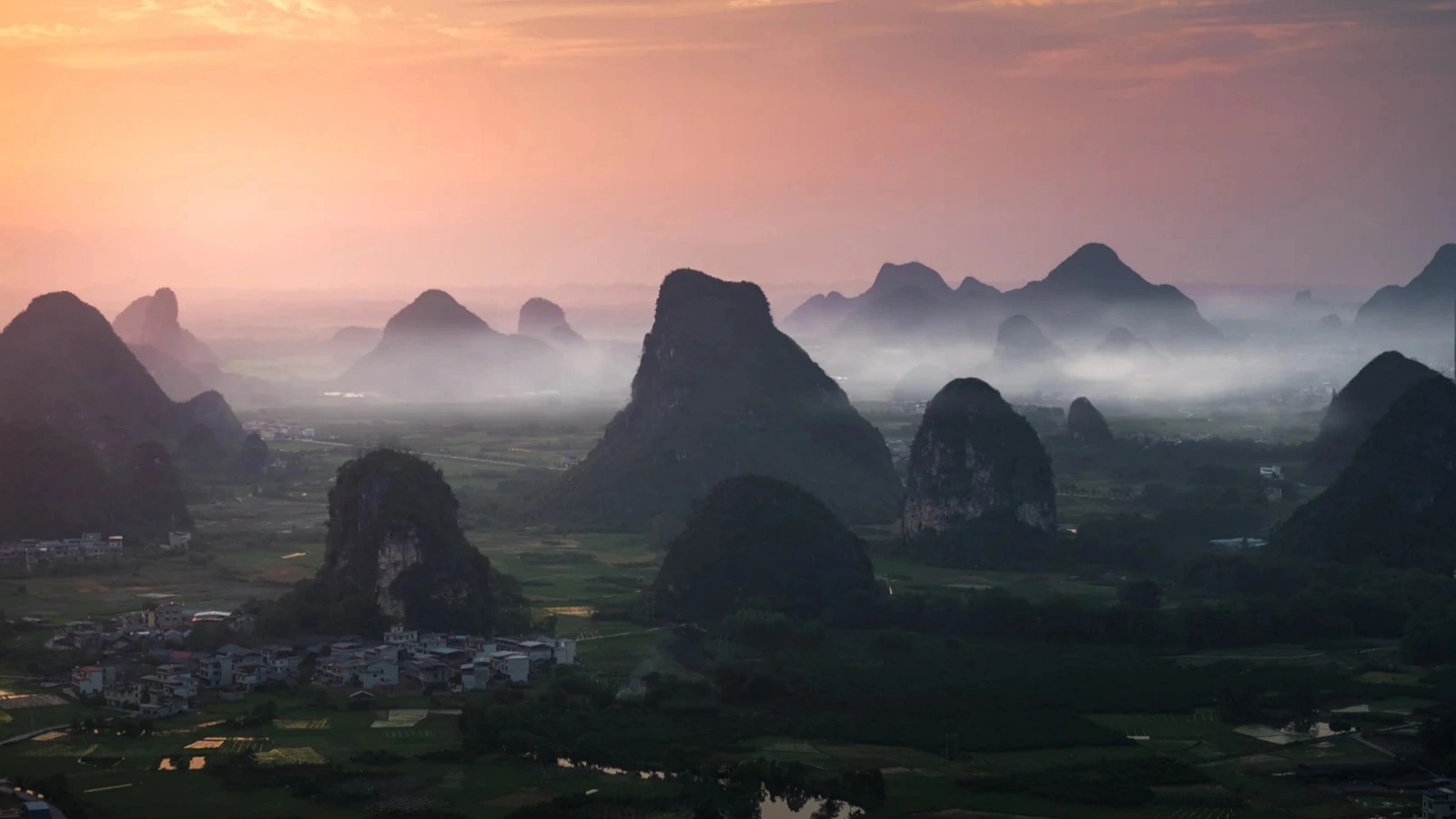 Karst mountains and river landscapes in Guilin China