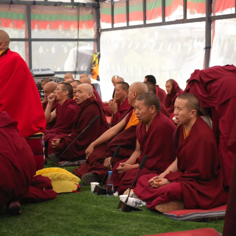 Monks gathering during the Shoton Festival in Tibet