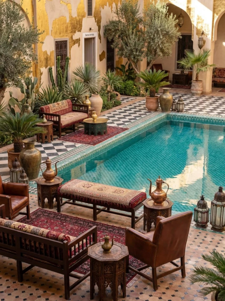 Swimming pool at a Xinjiang ethnic-style luxury hotel