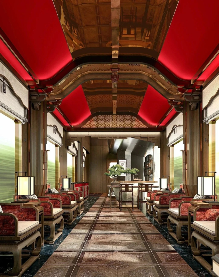 Lounge carriage inside a Xinjiang luxury rail journey