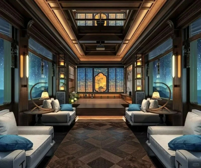 Night entertainment carriage on a Xinjiang travel train