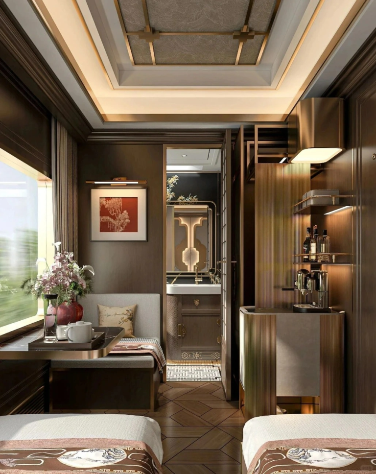 Private cabin inside a Xinjiang luxury travel train