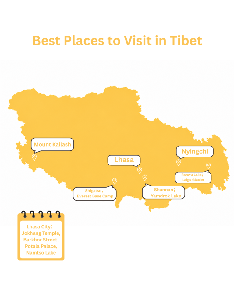 Best Places to Visit in Tibet Map