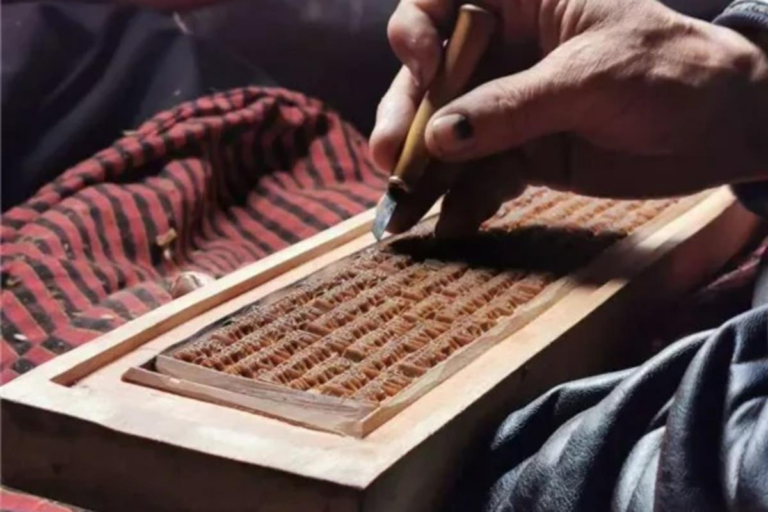Traditional scripture carving blocks at Dege Printing House in Western Sichuan