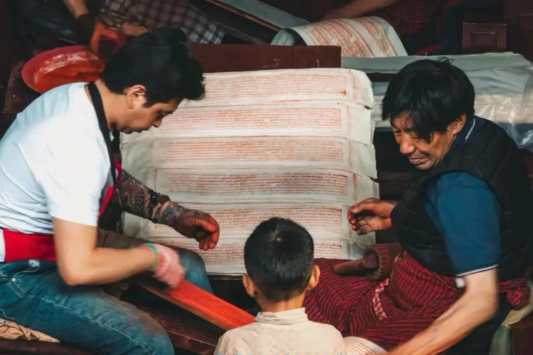 Traditional Tibetan scripture printing process at Dege Printing House
