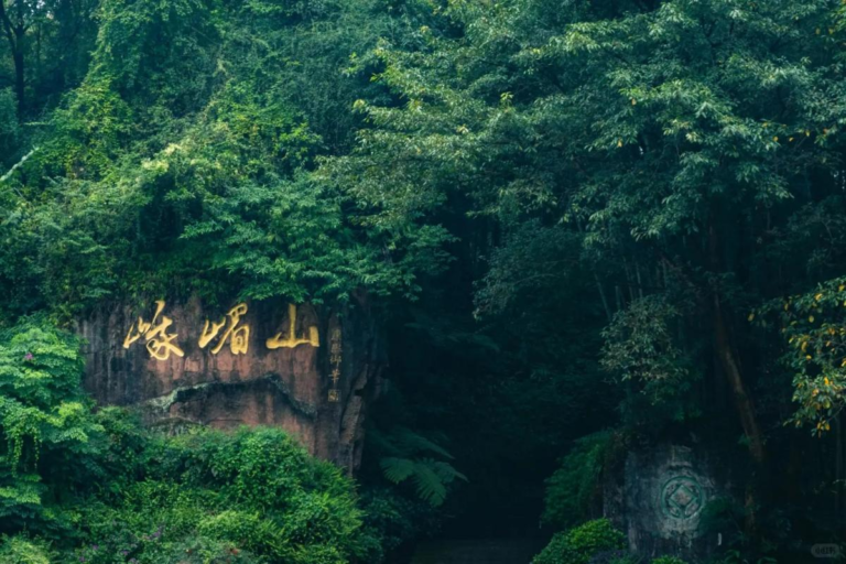 Forest landscape and mountain paths on Mount Emei