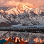 Gongga Mountain, the highest peak in Sichuan, with surrounding landscapes