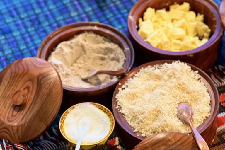 Handmade Tibetan tsampa prepared using traditional methods