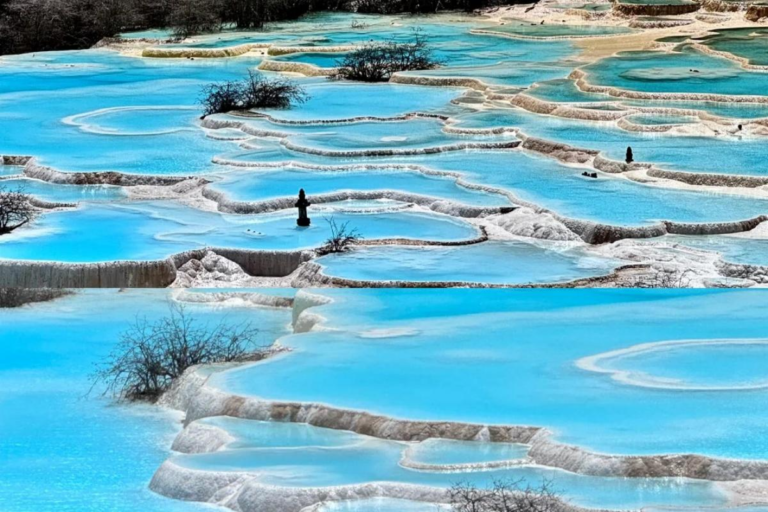 Beautiful natural terraces and pools at Huanglong in Sichuan