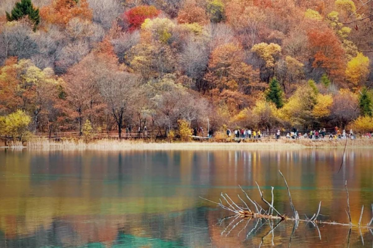 Autumn colors and turquoise lakes in Jiuzhaigou Valley