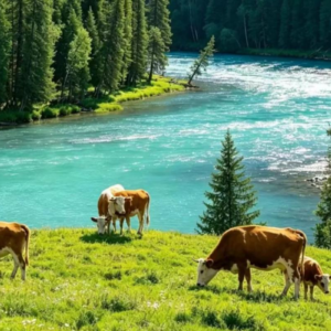 Summer landscape of Kanas with lakes and forests in Xinjiang