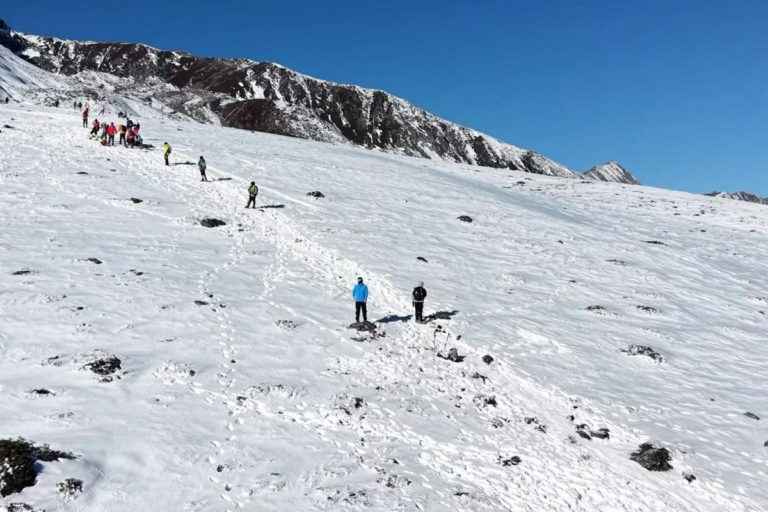 Snow mountains along the Langkaxin trekking route in Sichuan
