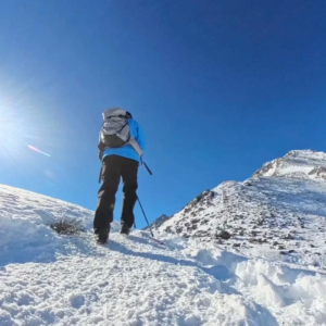 Snow mountain scenery during the Langkaxin trekking route in Kangding, Sichuan