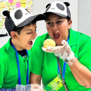 Traveler participating in a giant panda volunteer experience at a panda base in Sichuan