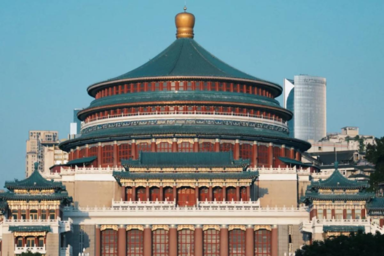 Chongqing People’s Great Hall, a landmark building with traditional Chinese architecture