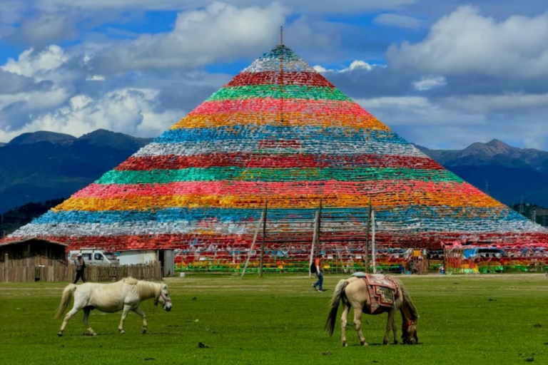 Giant Tibetan prayer flags in Shangri-La, Yunnan