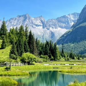 Summer scenery of Shuangqiaogou Valley at Siguniang Mountain