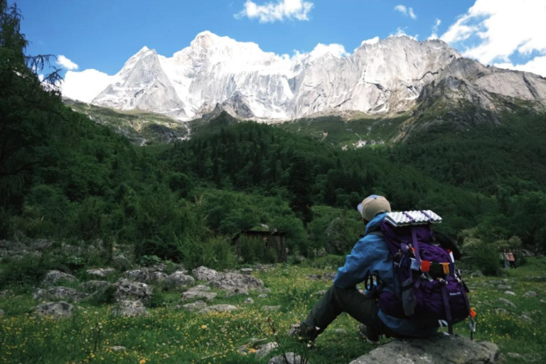 Summer landscape of Changpinggou Valley at Siguniang Mountain with mountain views