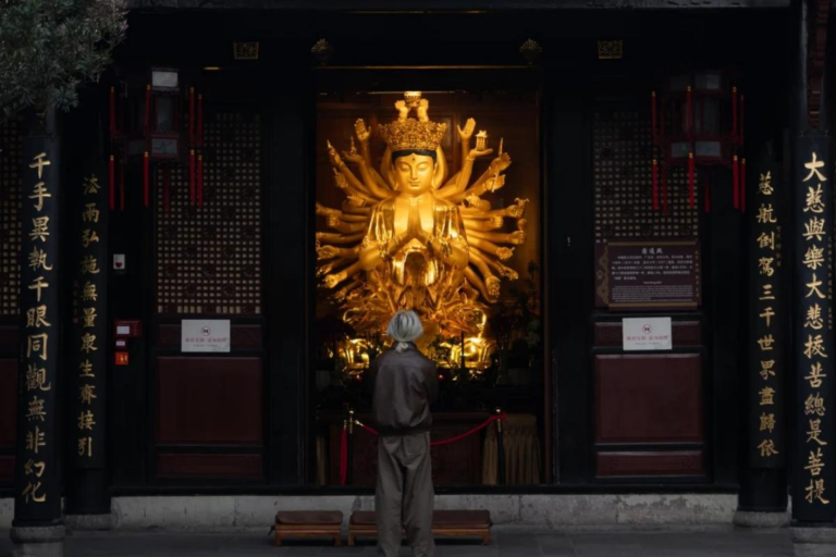 Traditional Buddhist architecture at Wenshu Monastery in Chengdu