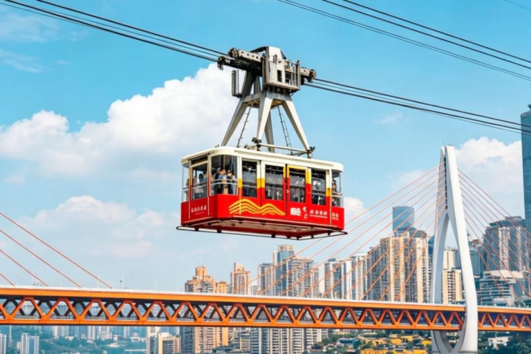 Chongqing Yangtze River Cableway crossing above the Yangtze River