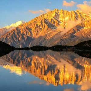 Alpine lake scenery of Yema Haizi surrounded by mountains in Western Sichuan