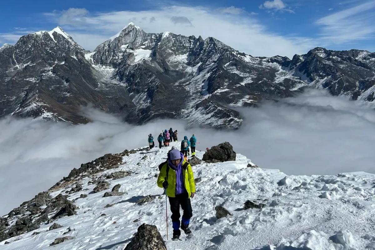 High-altitude summit panorama from Langkazhi Xin in Western Sichuan