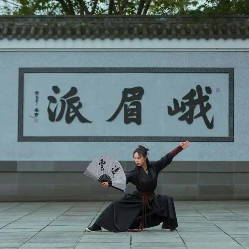 Traditional Emei Kung Fu practice at Mt. Emei in Sichuan, China
