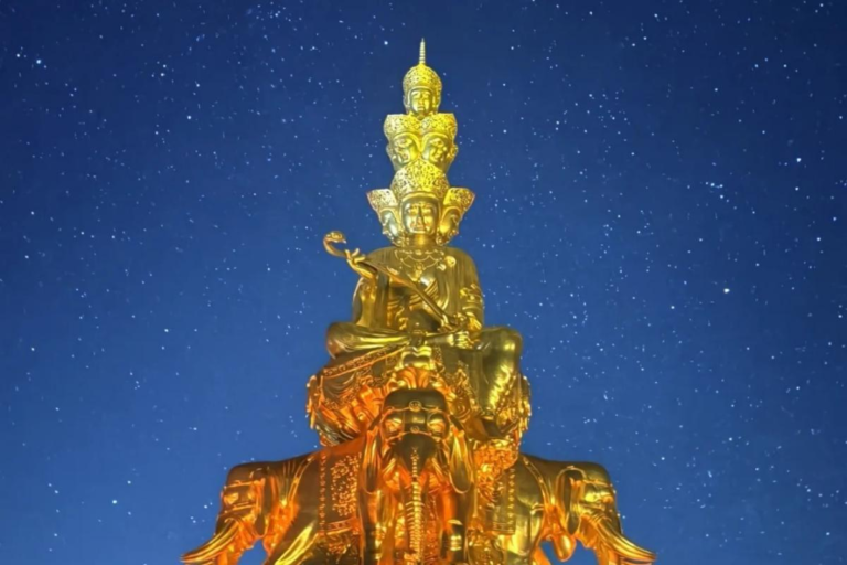 Starry night above the Golden Summit of Mt. Emei