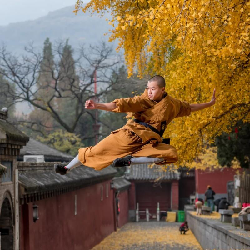 Traditional Shaolin Kung Fu practice at Songshan in Henan, China