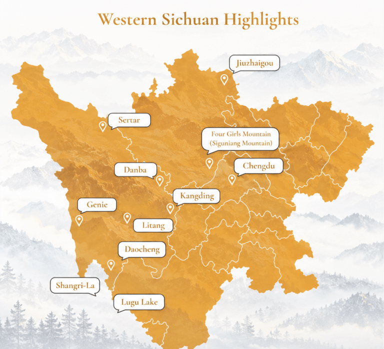 western sichuan highlights map